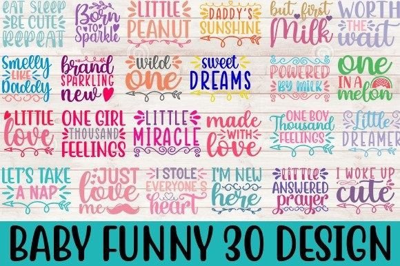 Baby Funny 30 SVG Design Bundle for Graphics and Crafts