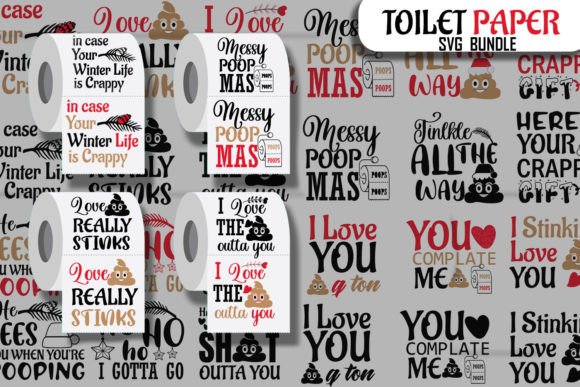 Christmas Toilet Paper Bundle SVG, Funny Graphics for Crafts
