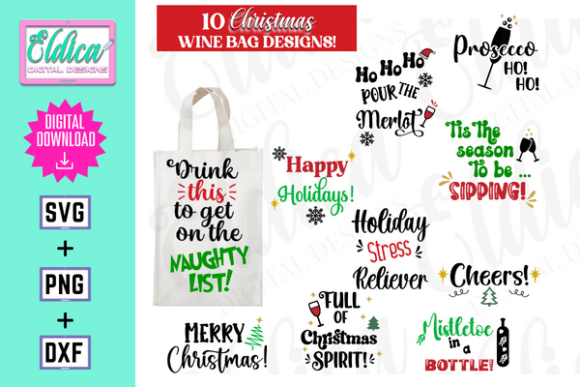 Christmas Wine Bag SVG, Funny Christmas Graphics for Crafts