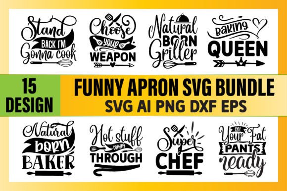 Funny Apron SVG Bundle: Graphics for Crafts & Local Brands