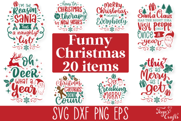 Funny Christmas SVG Quotes Package for Graphics & Crafts