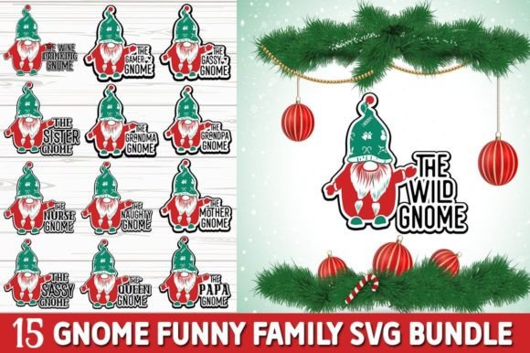 Gnome Funny Family SVG Bundle for Crafts and Graphics
